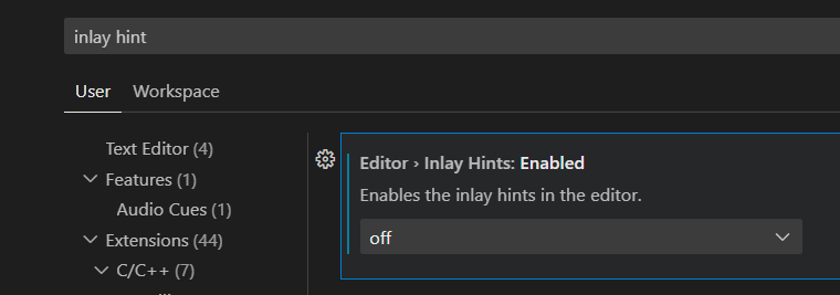 disable inlay hints
