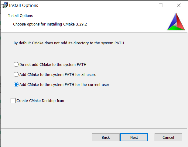 Add CMake to the system PATH for the current user